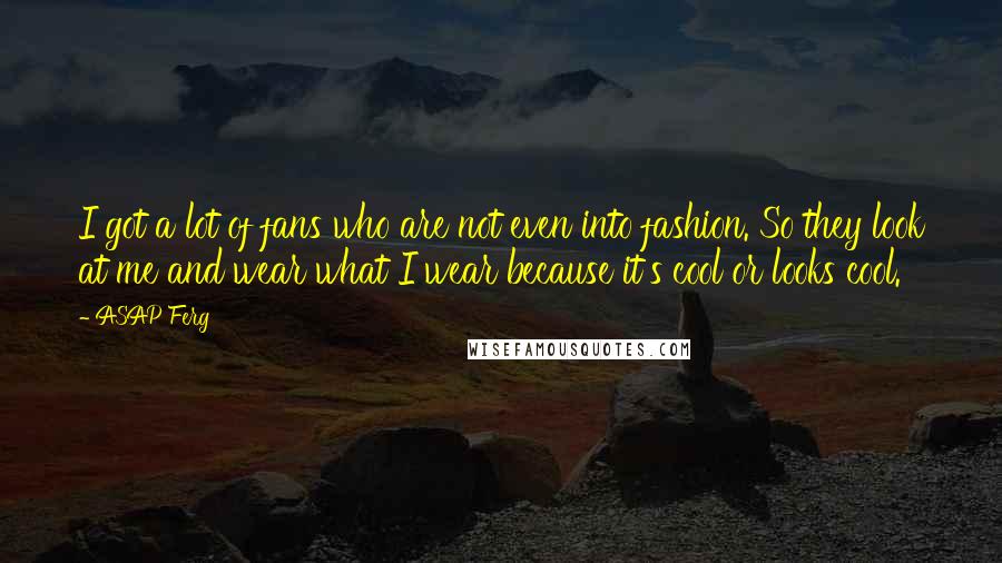 ASAP Ferg Quotes: I got a lot of fans who are not even into fashion. So they look at me and wear what I wear because it's cool or looks cool.