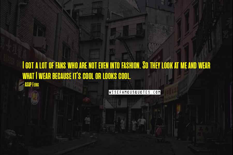 ASAP Ferg Quotes: I got a lot of fans who are not even into fashion. So they look at me and wear what I wear because it's cool or looks cool.