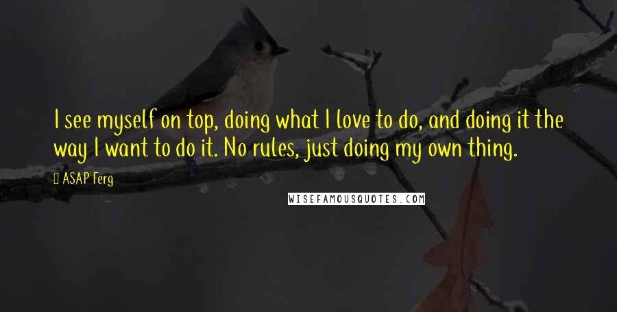 ASAP Ferg Quotes: I see myself on top, doing what I love to do, and doing it the way I want to do it. No rules, just doing my own thing.