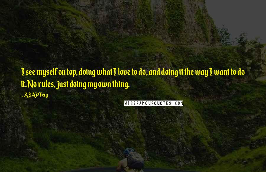 ASAP Ferg Quotes: I see myself on top, doing what I love to do, and doing it the way I want to do it. No rules, just doing my own thing.