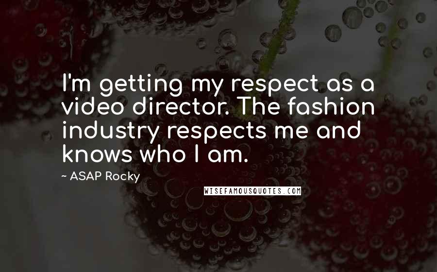 ASAP Rocky Quotes: I'm getting my respect as a video director. The fashion industry respects me and knows who I am.