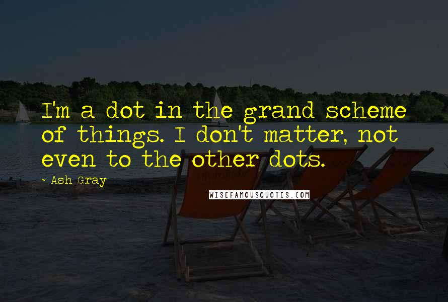 Ash Gray Quotes: I'm a dot in the grand scheme of things. I don't matter, not even to the other dots.