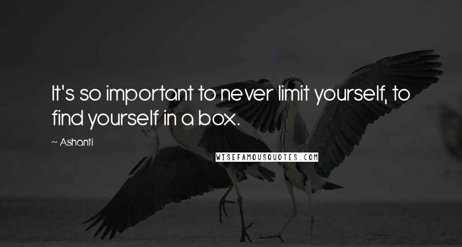 Ashanti Quotes: It's so important to never limit yourself, to find yourself in a box.