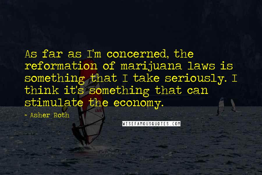 Asher Roth Quotes: As far as I'm concerned, the reformation of marijuana laws is something that I take seriously. I think it's something that can stimulate the economy.