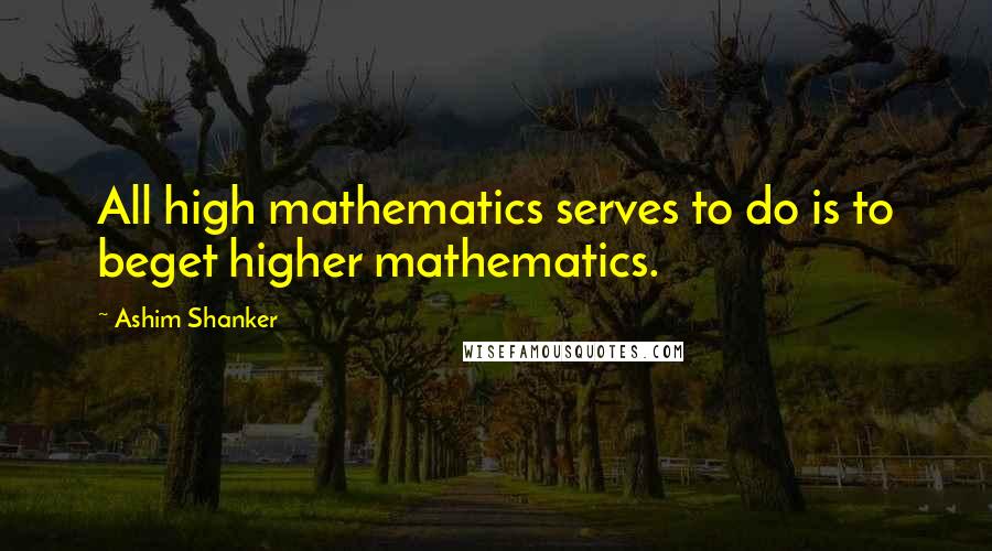 Ashim Shanker Quotes: All high mathematics serves to do is to beget higher mathematics.