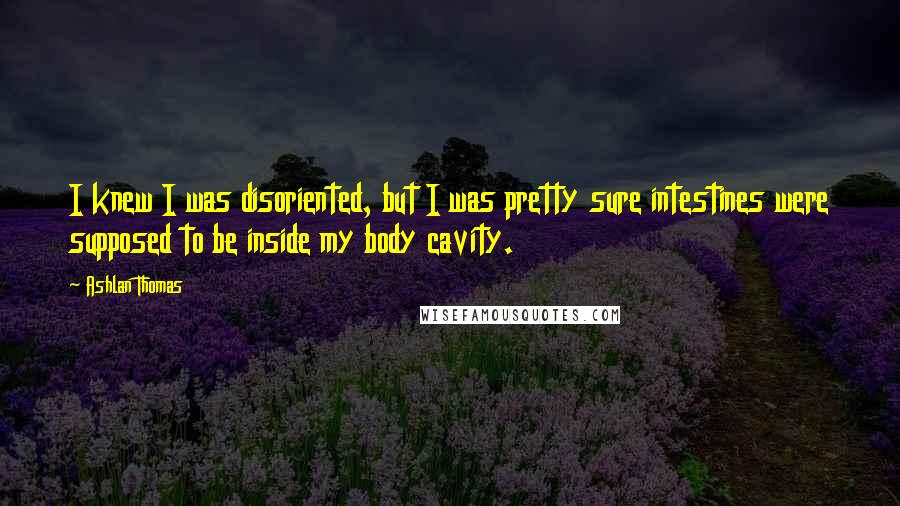 Ashlan Thomas Quotes: I knew I was disoriented, but I was pretty sure intestines were supposed to be inside my body cavity.
