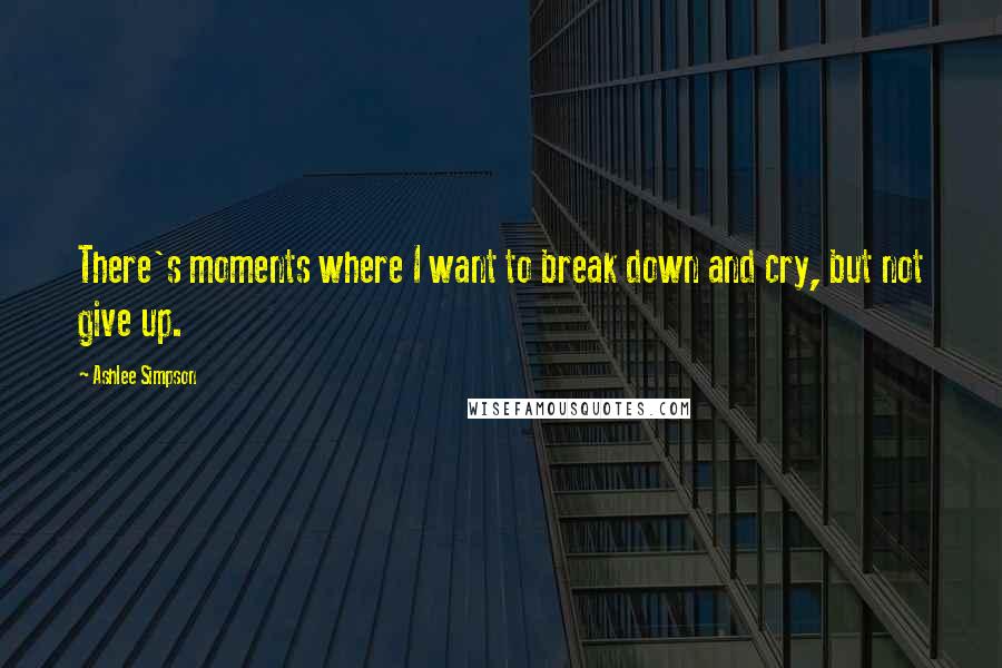 Ashlee Simpson Quotes: There's moments where I want to break down and cry, but not give up.