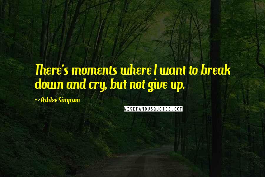 Ashlee Simpson Quotes: There's moments where I want to break down and cry, but not give up.