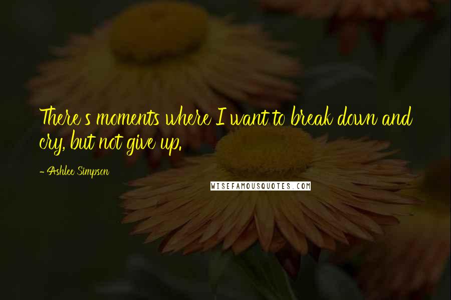 Ashlee Simpson Quotes: There's moments where I want to break down and cry, but not give up.