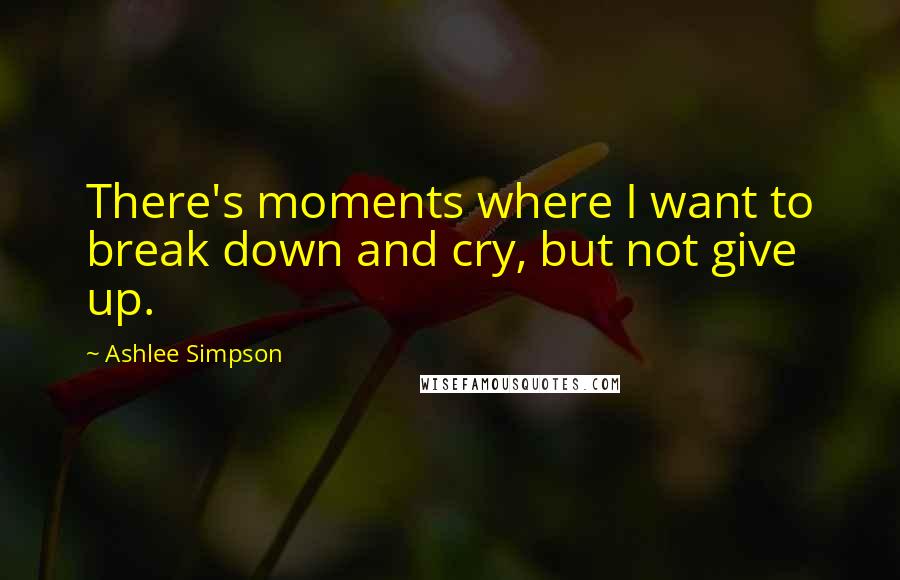 Ashlee Simpson Quotes: There's moments where I want to break down and cry, but not give up.