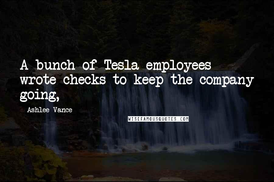 Ashlee Vance Quotes: A bunch of Tesla employees wrote checks to keep the company going,