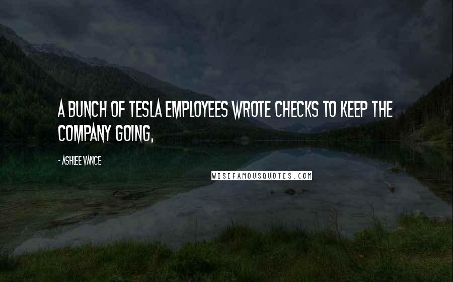 Ashlee Vance Quotes: A bunch of Tesla employees wrote checks to keep the company going,