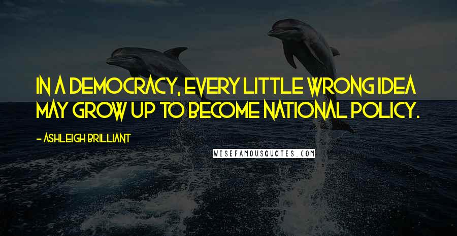 Ashleigh Brilliant Quotes: In a democracy, every little wrong idea may grow up to become national policy.