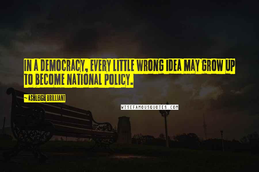 Ashleigh Brilliant Quotes: In a democracy, every little wrong idea may grow up to become national policy.