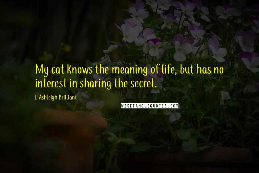 Ashleigh Brilliant Quotes: My cat knows the meaning of life, but has no interest in sharing the secret.