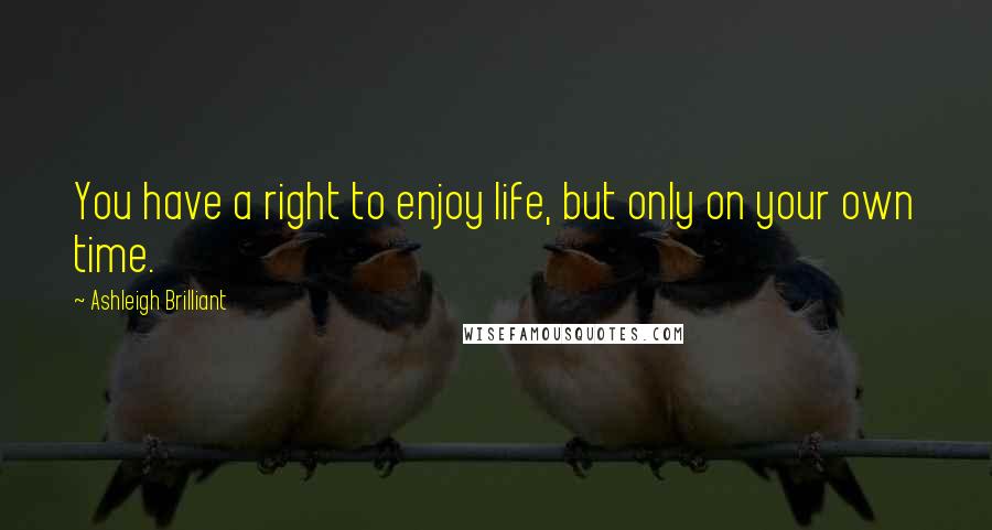 Ashleigh Brilliant Quotes: You have a right to enjoy life, but only on your own time.