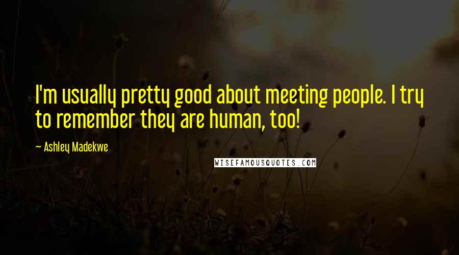 Ashley Madekwe Quotes: I'm usually pretty good about meeting people. I try to remember they are human, too!