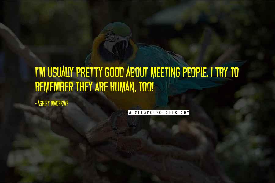 Ashley Madekwe Quotes: I'm usually pretty good about meeting people. I try to remember they are human, too!