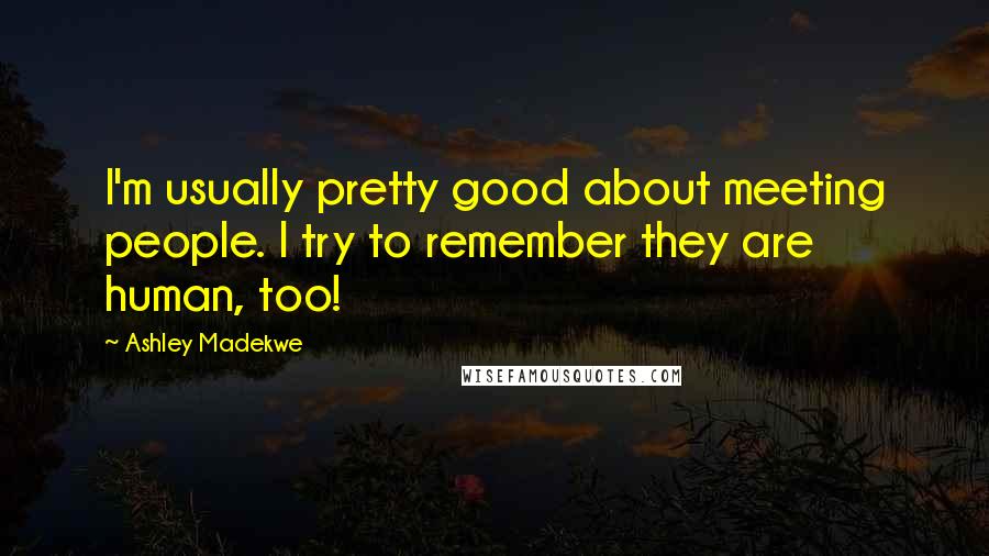 Ashley Madekwe Quotes: I'm usually pretty good about meeting people. I try to remember they are human, too!