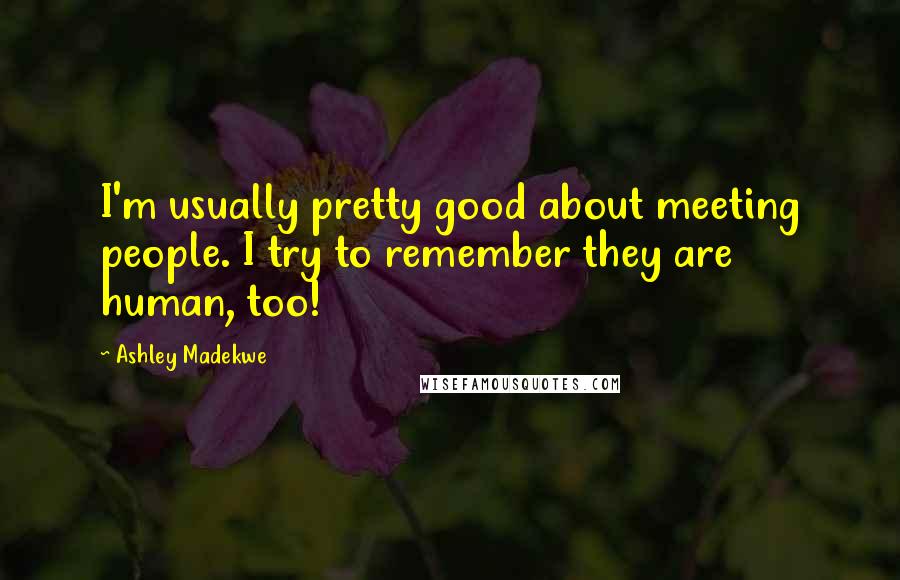 Ashley Madekwe Quotes: I'm usually pretty good about meeting people. I try to remember they are human, too!