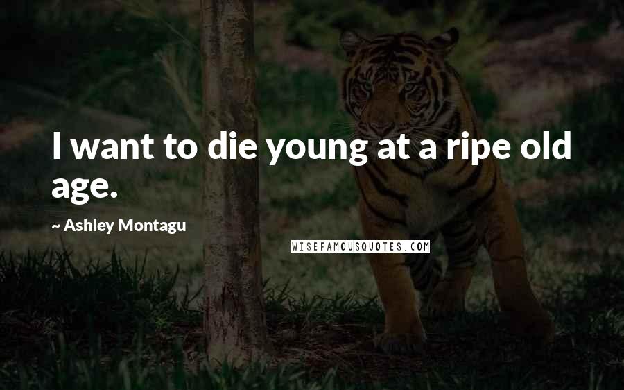Ashley Montagu Quotes: I want to die young at a ripe old age.