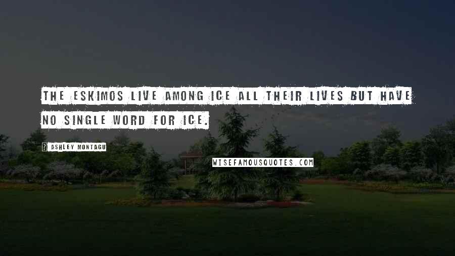 Ashley Montagu Quotes: The Eskimos live among ice all their lives but have no single word for ice.