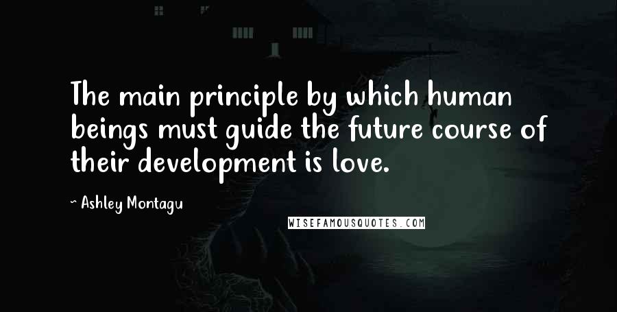 Ashley Montagu Quotes: The main principle by which human beings must guide the future course of their development is love.