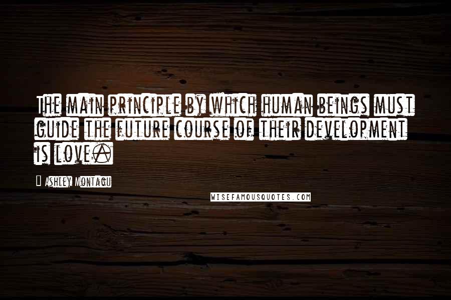 Ashley Montagu Quotes: The main principle by which human beings must guide the future course of their development is love.