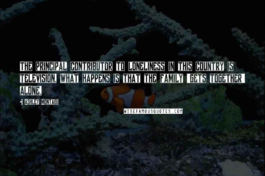 Ashley Montagu Quotes: The principal contributor to loneliness in this country is television. What happens is that the family 'gets together' alone.