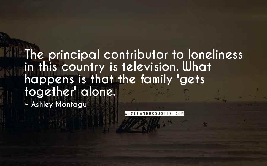 Ashley Montagu Quotes: The principal contributor to loneliness in this country is television. What happens is that the family 'gets together' alone.