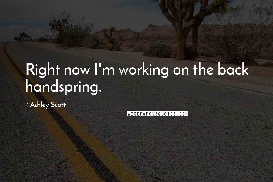Ashley Scott Quotes: Right now I'm working on the back handspring.