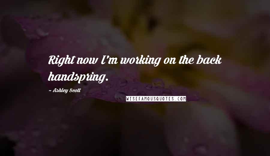Ashley Scott Quotes: Right now I'm working on the back handspring.