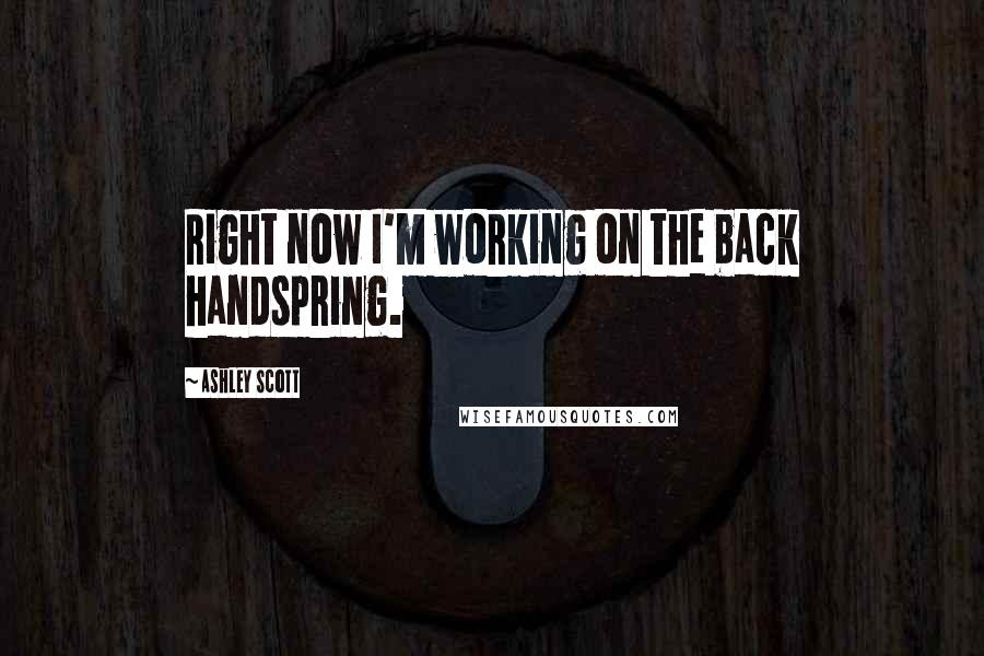 Ashley Scott Quotes: Right now I'm working on the back handspring.