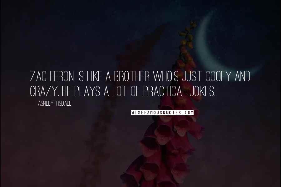 Ashley Tisdale Quotes: Zac Efron is like a brother who's just goofy and crazy. He plays a lot of practical jokes.