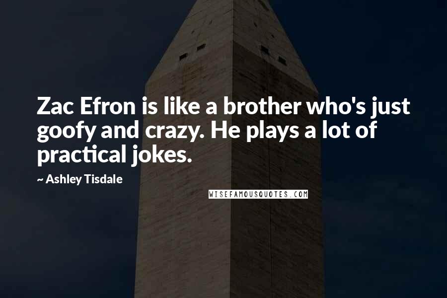 Ashley Tisdale Quotes: Zac Efron is like a brother who's just goofy and crazy. He plays a lot of practical jokes.