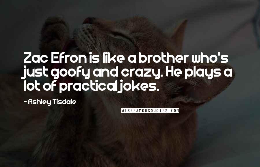 Ashley Tisdale Quotes: Zac Efron is like a brother who's just goofy and crazy. He plays a lot of practical jokes.