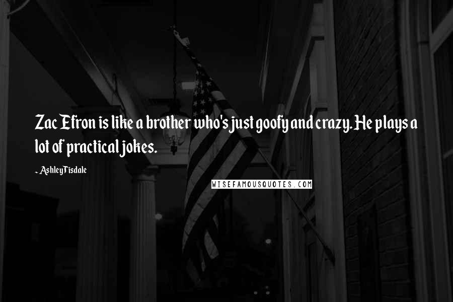 Ashley Tisdale Quotes: Zac Efron is like a brother who's just goofy and crazy. He plays a lot of practical jokes.
