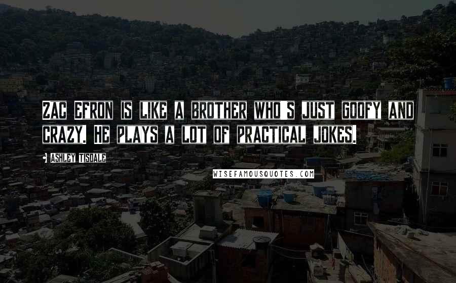 Ashley Tisdale Quotes: Zac Efron is like a brother who's just goofy and crazy. He plays a lot of practical jokes.