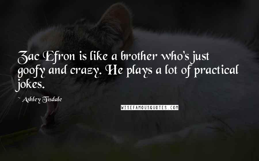 Ashley Tisdale Quotes: Zac Efron is like a brother who's just goofy and crazy. He plays a lot of practical jokes.