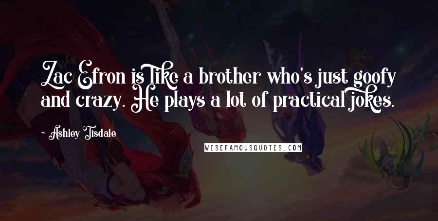 Ashley Tisdale Quotes: Zac Efron is like a brother who's just goofy and crazy. He plays a lot of practical jokes.