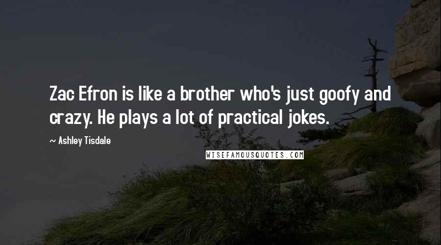 Ashley Tisdale Quotes: Zac Efron is like a brother who's just goofy and crazy. He plays a lot of practical jokes.