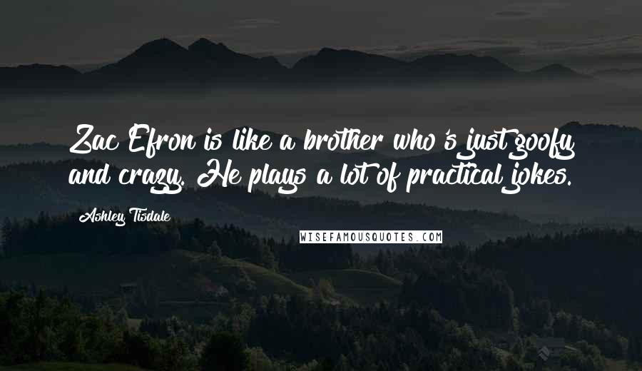 Ashley Tisdale Quotes: Zac Efron is like a brother who's just goofy and crazy. He plays a lot of practical jokes.