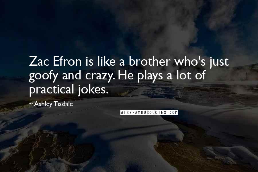 Ashley Tisdale Quotes: Zac Efron is like a brother who's just goofy and crazy. He plays a lot of practical jokes.