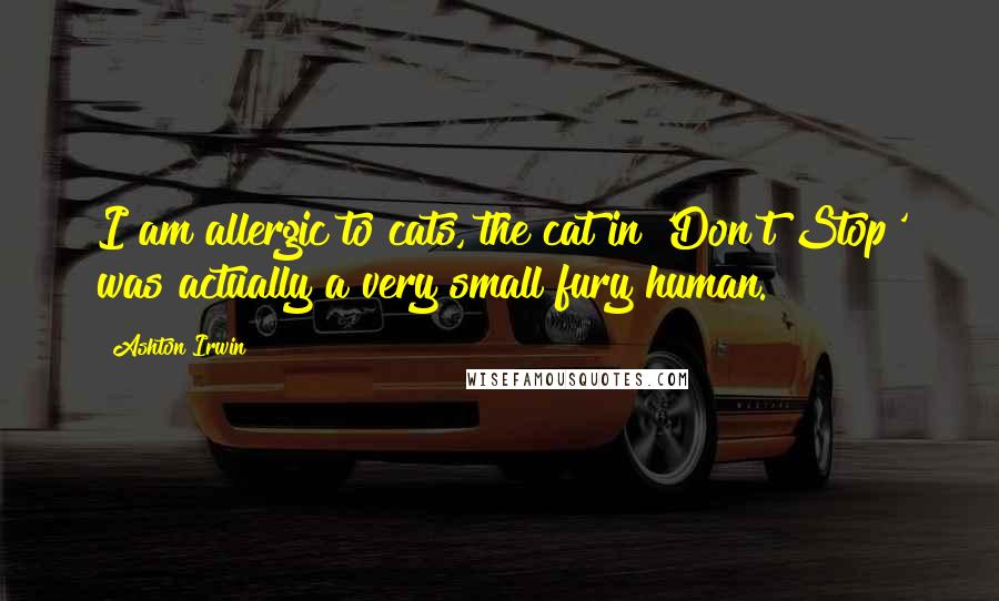 Ashton Irwin Quotes: I am allergic to cats, the cat in 'Don't Stop' was actually a very small fury human.