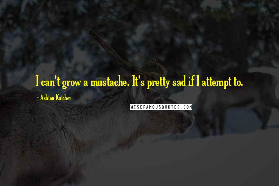 Ashton Kutcher Quotes: I can't grow a mustache. It's pretty sad if I attempt to.