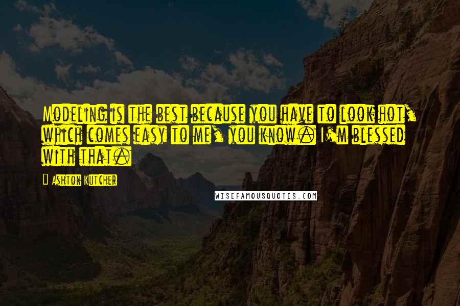 Ashton Kutcher Quotes: Modeling is the best because you have to look hot, which comes easy to me, you know. I'm blessed with that.