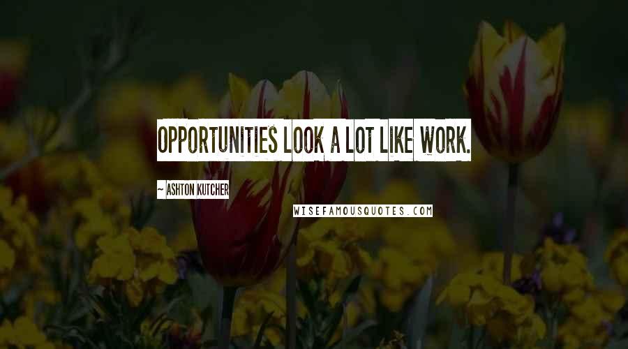 Ashton Kutcher Quotes: Opportunities look a lot like work.