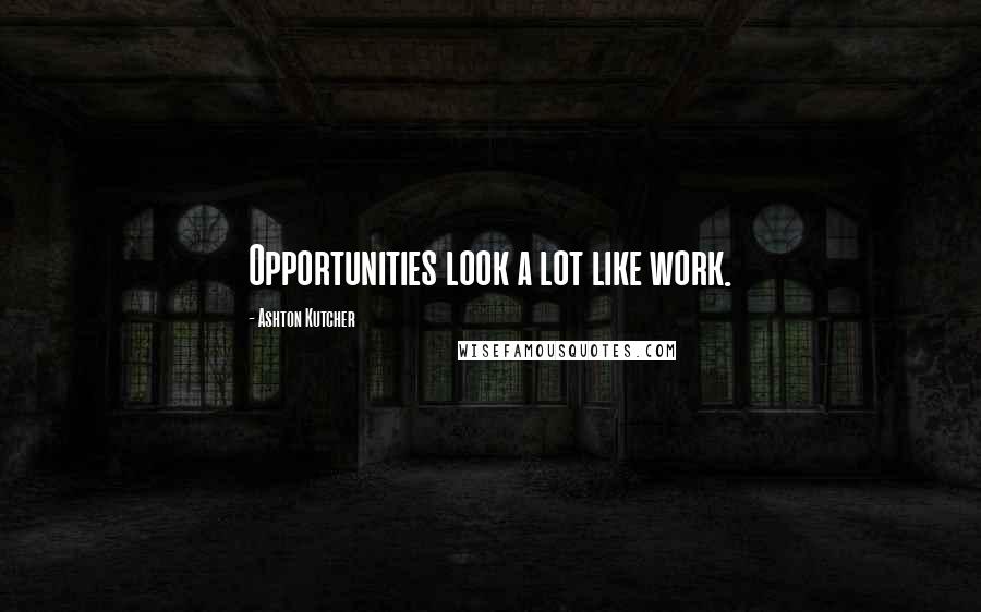 Ashton Kutcher Quotes: Opportunities look a lot like work.