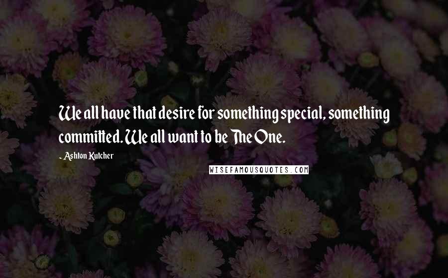 Ashton Kutcher Quotes: We all have that desire for something special, something committed. We all want to be The One.