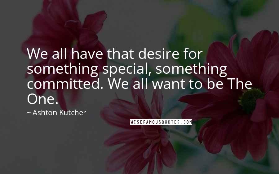 Ashton Kutcher Quotes: We all have that desire for something special, something committed. We all want to be The One.